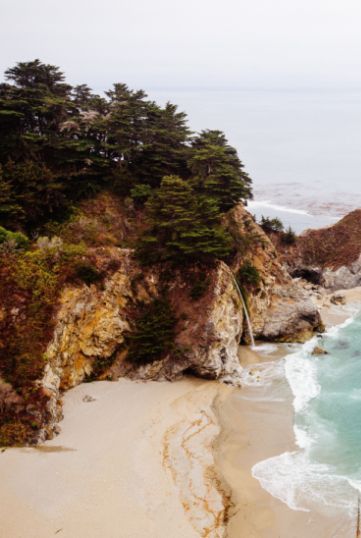 Beach with cliffs at the Pacific Ocean